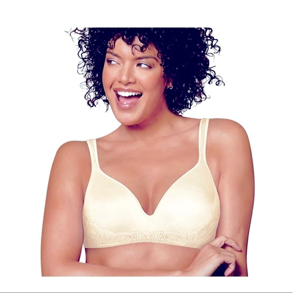 Playtex Bra Love My Curves Side Smoothing Wirefree Tru Support 44DDD Ivory Pearl